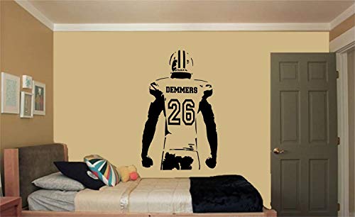 Extra Large Personalized Custom Football Wall Decal - Choose Your Name & Numbers- Cheapest On Amazon Custom Player Jerseys Vinyl Decal Sticker Decor Kids Bedroom (29"W X 46"T) #TOP1