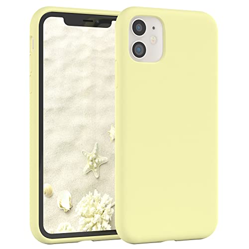 EAZY CASE Premium Silikon Handyhülle kompatibel mit iPhone 11 Slimcover mit Kameraschutz und Innenfutter, Silikonhülle, Schutzhülle, Bumper, Handy Case, Hülle, Softcase, Hell Gelb