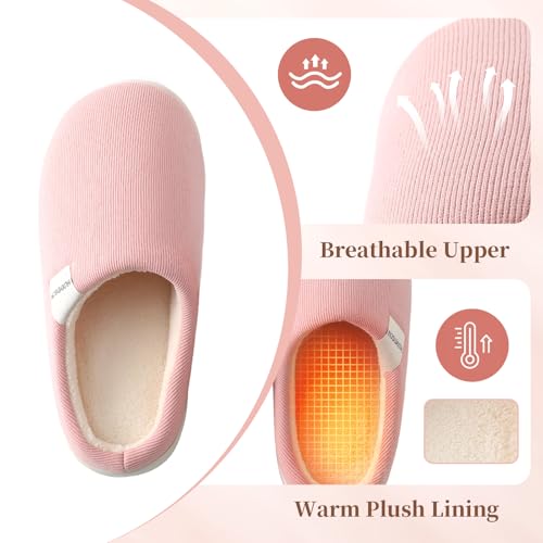 HUXMEYSON Slippers for Women, Womens Slippers Indoor Outdoor with Memory Foam, Cozy & Warm House Slippers for Woman with Anti-Slip Rubber Sole2