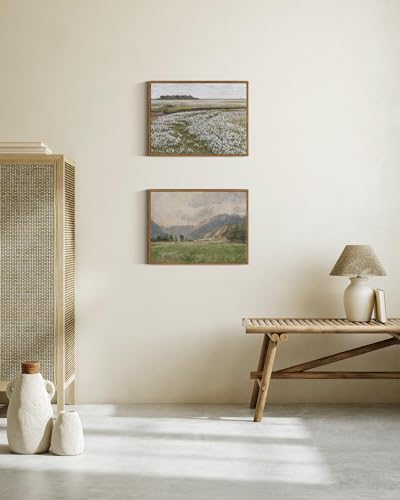 image for InSimSea Framed Canvas Wall Art Vintage Decor, Retro Landscape Canvas 