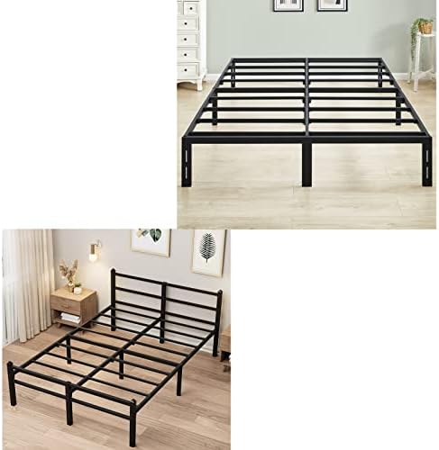 GreenForest Queen Bed Frame Quick Lock Heavy Duty Metal Platform and Queen Bed Frame with Headboard