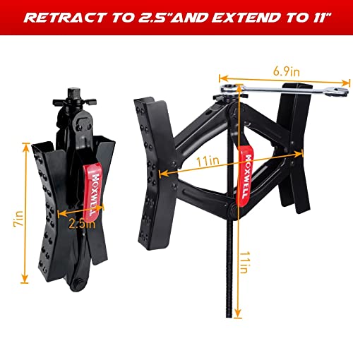 HOXWELL RV Camper Chocks Wheel X Stabilizer for Travel Trailers, Wheel Chock Scissor 2 Sets Tire Locking Chocks Accessories with Wrench, Tool Kit, Gloves (3.5“-12”)