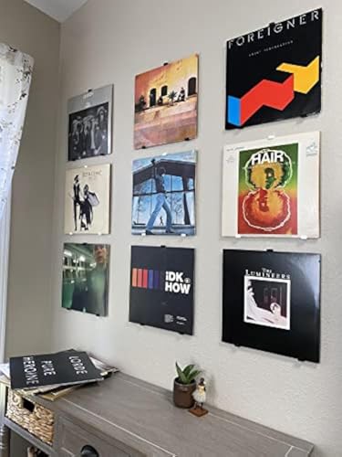Minimalist Vinyl Record Album Wall Mount Display- 6-Pack | No Wall Damage so Perfect for Apartments, Dorms, & Office | Your Favorite Holder for Your 7-12 inch LPs (White, 6-Record)