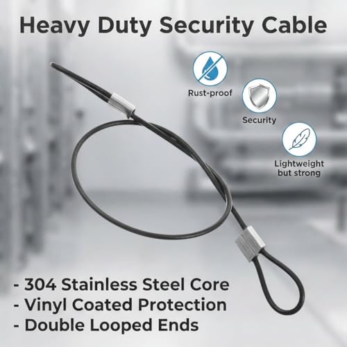 Steel Cable with Loops, 5 Pack 12 Inch Vinyl Coated Stainless Steel Wire Rope Lock Security Chain Lanyard Wire Lock Cable for Outdoor Fence Gate, Luggage, 2mm - Thumbnail 3