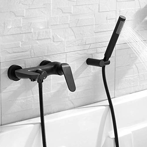 Robinet de baignoire mural avec ensemble de douche noir mat - 2