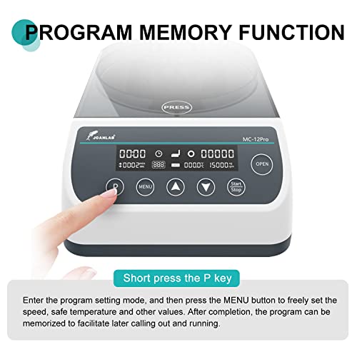 Lab High Speed Centrifuge Machine Bechtop Microcentrifuges 3 in 1 Rotor for 0.2/0.5/1.5/2mL Tube Capacity (12000RPM)