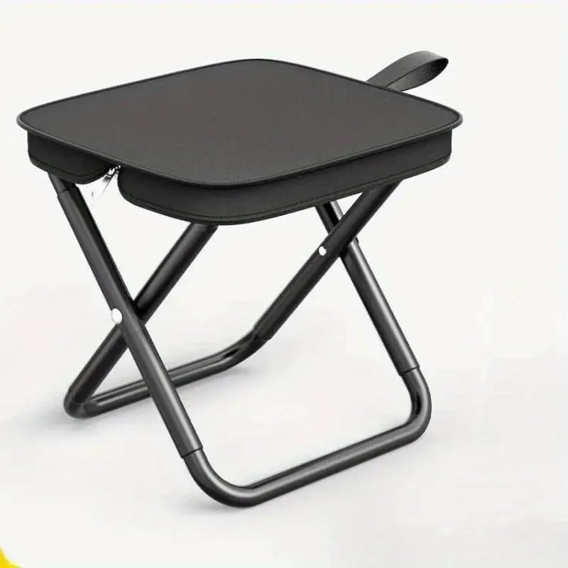 Universal Stainless Steel Folding Stool, Portable Low Seat for Home, Stool for Travelling |Foldable Outdoor Sitting Chair, Non Slip Compact Heavy Duty Folding Stool (Black)-image-4