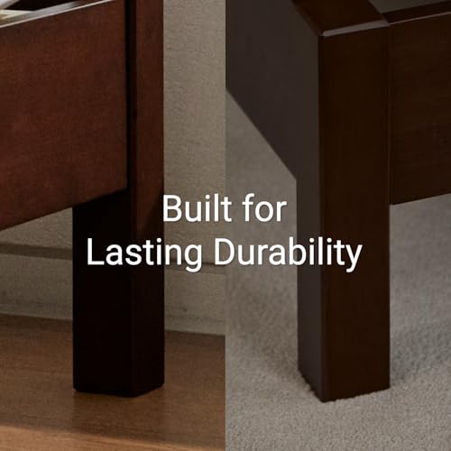 Image of LIFEMENT Queen Bed Frame Signature Wood Platform, Noise Free, Under Bed Storage, No Box Spring Needed, Easy Assembly, Walnut