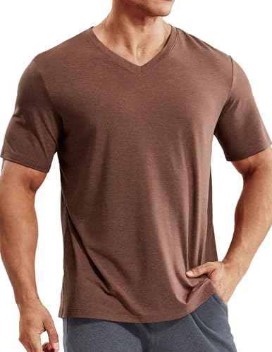 MIER Mens Dry Fit V Neck T-Shirts Workout Soft Short Sleeve Moisture Wicking Running Athletic Gym Casual Tee Tops
