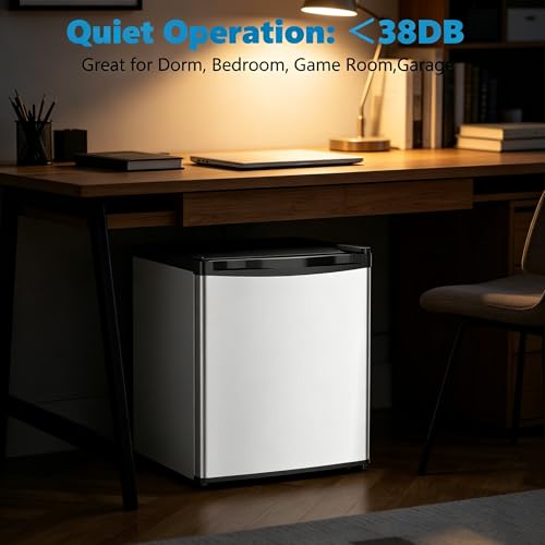 Image of Antarctic Star Compact Refrigerator,1.6 Cu.Ft Single Door Small Fridge,With Removable Glass Shelf and Adjustable Thermostat,for Dorm,Office,Apartment,SILVER