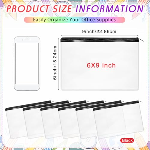 Image of Feifeiya 24 Pcs Clear PVC Pencil Pouch Bulk 8.66 x 5.71 Inch Soft Pencil Case Bag Transparent Zipper Pouch for Study School Supplies Travel Storage (Black)