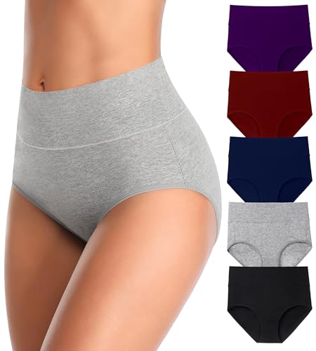 Image of MISSWHO Cotton High Waisted Women Underwear Soft Briefs Full Coverage Comfy Ladies Panties (Regular & Plus Size)