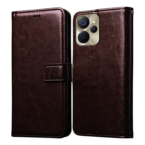 Image of Flip Cover Back Case for Realme 9i 5G | Premium Leather Finish | Inbuilt Pockets & Stand | Flip Cover Back Case for Realme 9i 5G (Coffee)