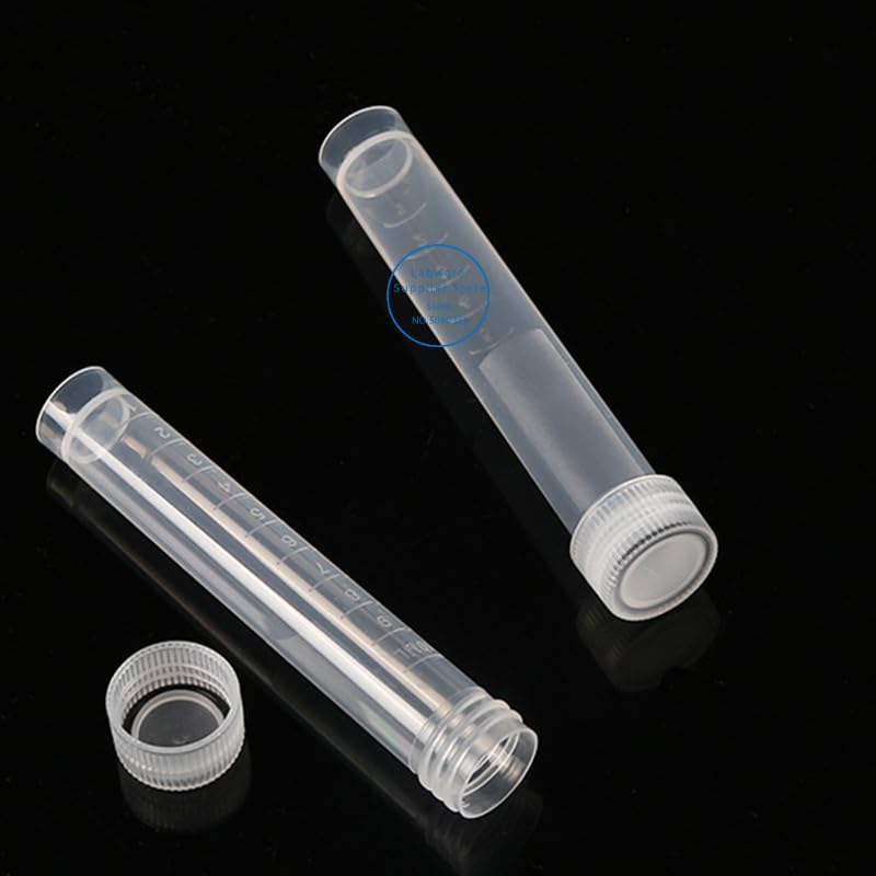 Provetta da laboratorio graduata da 10 ml 100 pezzi 200 pezzi 300 pezzi 500 pezzi Provetta in plastica Cryovial Provetta for congelamento criogenico con tappo bianco(10ml 500pcs)