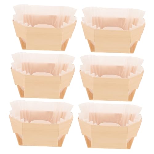 OKUMEYR 1set Wooden Bread Baking Pans Versatile Paper Loaf Molds for Muffins Cakes and Treats for Toast Pastry and Bakery Use Includes Paper Liners