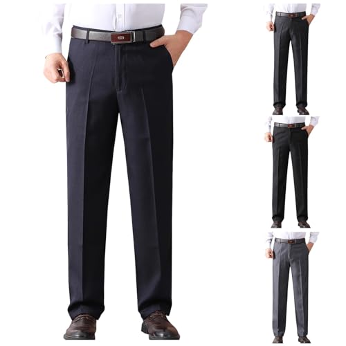 Cambkatl Men's Winter Fleece Lined Thermal Dress Pants, Straight Leg Business Casual Work Suit Trousers with Pockets2