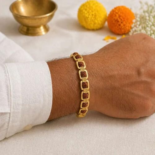 Image of Natural Rudraksha Beaded Bracelet for Men & Women | Spiritual Prosperity & Positive Energy Accessory