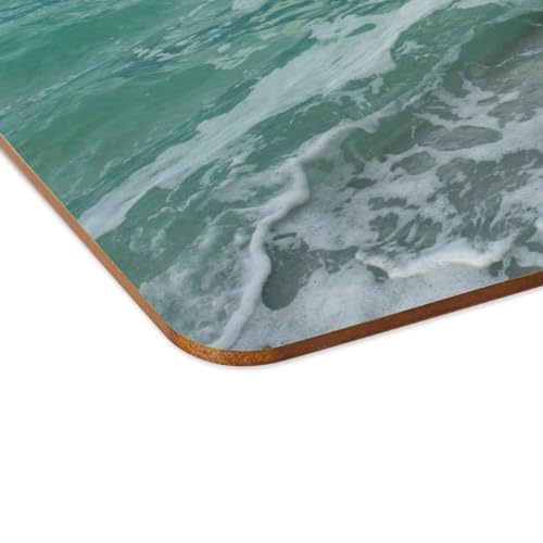 Sets de table plage turquoise napperons en liège pour repas de vacances