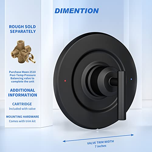 Modern Valve Trim Kit, Replacement For Moen T2901Bl Gibson Posi-Temp Valve Trim Kit, Matte Black #TOP2