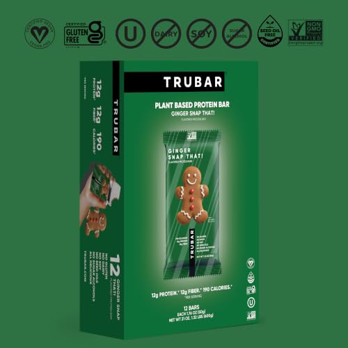 Image of TRUBAR Vegan Protein Bar, Ginger Snap That, Plant Based, 12ct