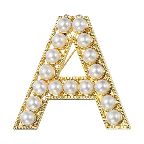 Image of PATIKIL Letter Brooch Pins, Pearl Initial Alphabet Letter Lapel Badges Pin for Women Men Girl Wife Suits
