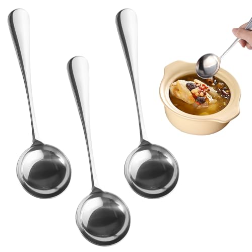 Rairsky 3 Pièces Louche à Soupe en Acier Inoxydable, Louche en Acier Inoxydable, Louche Inox, Cuillèreà Sauce, pour Bouillon, Sauces et Service, Très Brillant,...