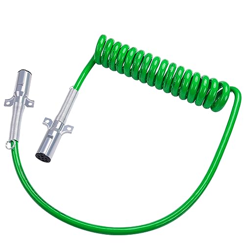 CheeMuii 7 Way Coiled Trailer Cord 15FT Long Tail ABS Electrical Power Wire Air Brake Coiled Electric Cable for Semi Trucks Trailers Tractors by CheeMuii - Used condition - US$45.43