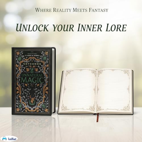 Image of FunBlast Aesthetic Notebook Diary - A5 Ruled Pages, Hardcover Writing Notebook, Vintage Style Journal, Gift for Men & Women, Personal Writing Diary for Travel (No of Sheets- 112 & 224 Pages) (Magic)