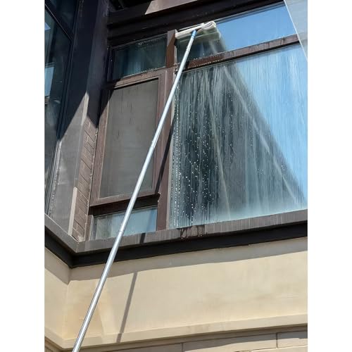 EXCLURA Rasqueta Limpiacristales Varilla de Limpieza de Ventanas Extra Larga para Casas de Dos Pisos, Herramienta Extensible para Escaparates, Varilla de Lavado de Largo Alcance(9.5m(31.2ft))