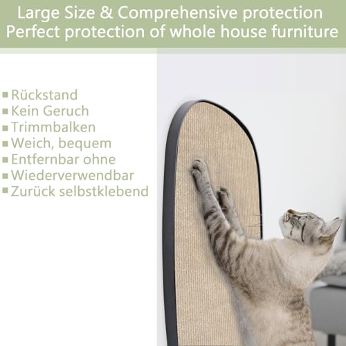 Selbstklebende Kratzschutzmatte für Sofa & Wand, 40x200 cm kratzschutz Sofa Katze - Trimmbarer Schutz gegen Katzenkratzer Couch Schutz von DIY Krallen Katzenteppich