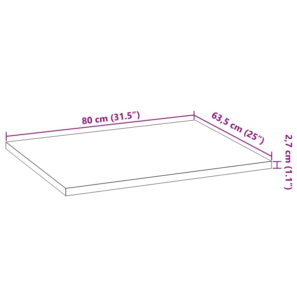 vidaXL Piano di Lavoro Cucina 80x63,5x2,7 cm Legno Massello Rovere, Piano di Lavoro, Piano Cucina, Piano di Lavoro del Bagno, Piano di Lavoro