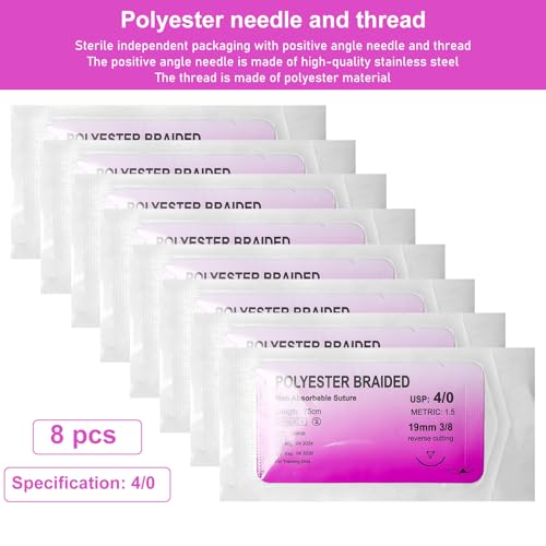 24 Stück Nahtmaterial mit Übungsnadeln, Nachfüllpackung für Chirurgisches Nahtset,idealer Naht-Übungsfaden für Studenten,Nadel und faden set,Wundnaht-Kit Zusatz,idealer Naht-Übungsfaden für Studenten