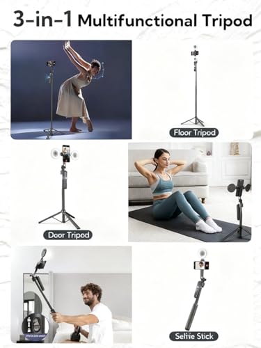 Trípode de teléfono extensible para grabación de video sin vibraciones con luz 2