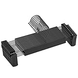 NORTHERN BROTHERS Clothes Pants Hangers, Black Pant Hangers 10 Pack Skirt Hangers with Clips Plastic Pants Hangers Bulk Shorts Hangers