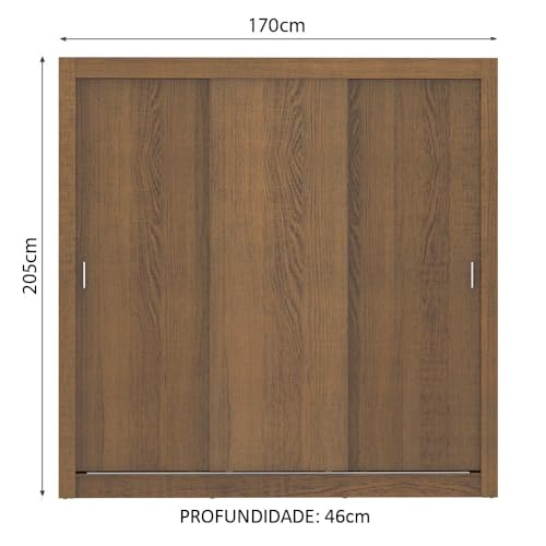 Guarda-Roupa Casal Madesa Lyon 3 Portas de Correr 2 Gavetas Rustic