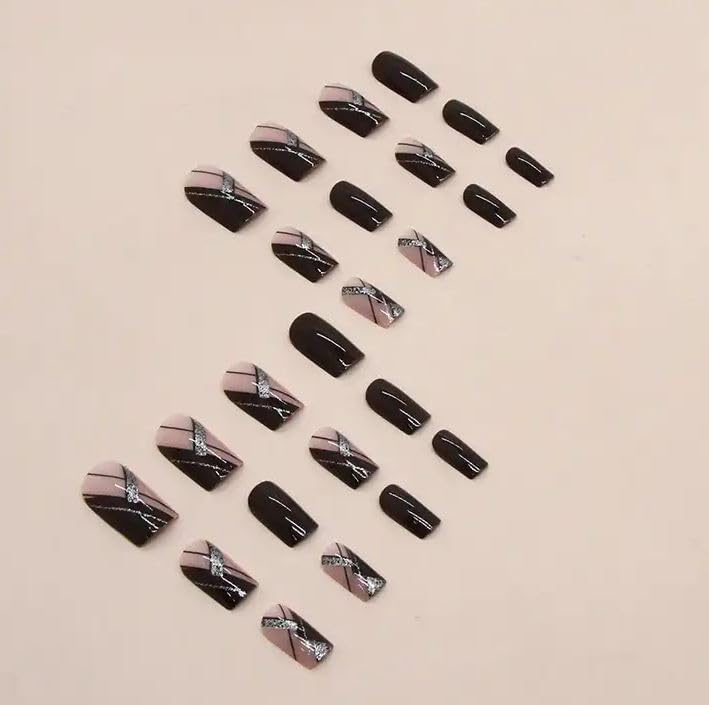 Image of ZOONA 24PCS Everlasting French Nails Artificial Nails Art Set| Lightweight & Long Lasting| Easy To Use| Quick Fix For Festivals & Special Occasions (W676)