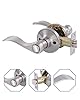 (1 Pack) Keyed Alike Front Door Lever Lockset with Single Cylinder Deadbolt Combination Set, Wave Style Lever, Front Door/Exterior Door Knob with Lock and Deadbolt, Satin Nickel Finished
