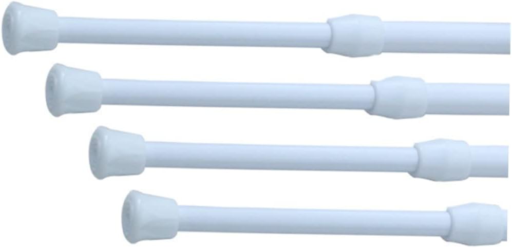 4Pcs High Carbon Steel Extendable Shower Curtain Rod Multi Function Telescopic Bar for Bathroom and Home Use Sturdy Tension Pole White