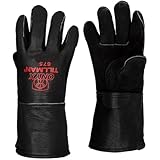 Tillman Large Black Elkskin CottonFoam Lined Welders Gloves with Top Grain Elkskin Cuff and Kevlar Thread Locking Stitch (Carded)