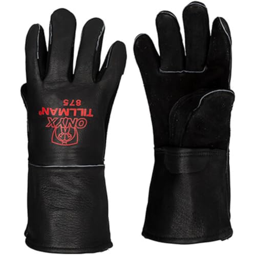 Image of Tillman Large Black Elkskin CottonFoam Lined Welders Gloves with Top Grain Elkskin Cuff and Kevlar Thread Locking Stitch (Carded)