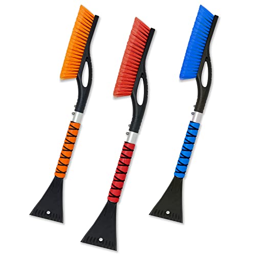 EcoNour 27" Aluinu Car Snow Brush And Detachable Ice Scraper | Weaved Bristle Head With Ice