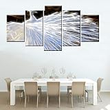 5 pièces HD Imprimer Peinture Blanc Paon Ventilant Sa Queue dans Un Splash De Couleurs pour Chambre Décorative Moderne Salon Taille 1 sans Cadre