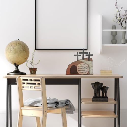 WGXIA Ostern Deko Osterkrippe Osterdeko Holz Jesus Figur Christliche Easter Decoration Erzgebirge Holzkunst Bild Dekoration Osterpyramide Tischplatte MittelstüCk Christlich Katholische (D-Mit Worten)