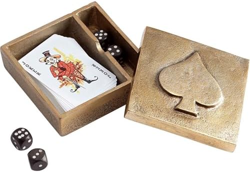 Cyan Design 10107 Spades Aluminum Container - Decorative Centerpiece for Home, Office, Wedding Container with Antique Gold Finish - 2'' Tall