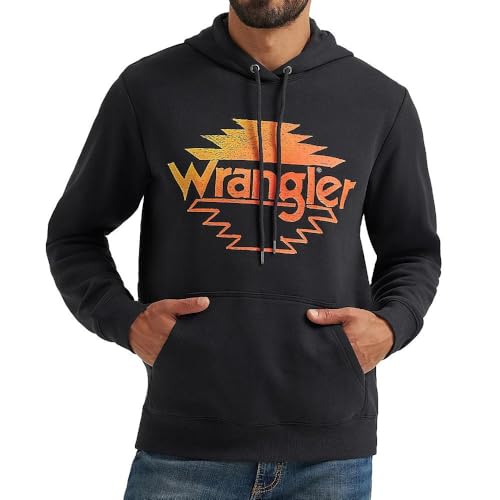 Sweat à capuche Wrangler vêtement homme noir mode urbaine confortable de mi-saison