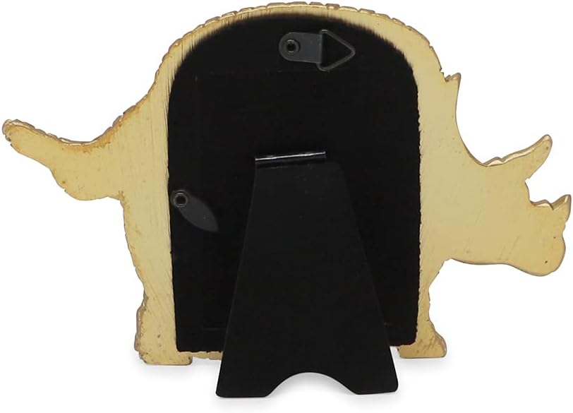 Isaac Jacobs 2" x 3" Resin Dinosaur Picture Frame - (Triceratops, Gold) image 3