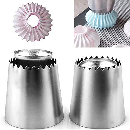 Hendiy New Romeo Cake Decorating Icing Tips, Stainless Steel Icing Piping Nozzles For Pastry Fondant Tools (2-Piece Set)