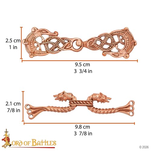 Image of Lord of Battles Viking Cloak Clasp Bronze Cloak Pin Celtic Brooch Pin for Cloak Scarf, Shawl Handmade Lost-Wax Cast Bronze