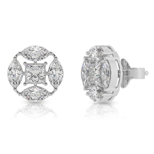 Image of 925 Sterling Silver Stud Earrings for Women | Cubic Zirconia Solitaire Ear Studs | Lightweight Hypoallergenic Anti-Tarnish Daily Wear Jewellery | Gift for Girls, Wife, Girlfriend, Mother, Sister | Birthday, Anniversary, Rakhi