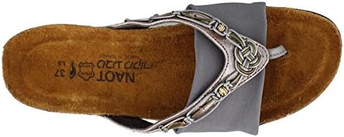 NAOT Footwear Women's Jennifer Silver Threads Lthr/Gray Suede/Gray stretch Slide Sandal 7 M US | Image 1